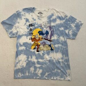 Avatar The Last Airbender T-Shirt Men's L Short Sleeve Aang Anime Tie Dye Sky